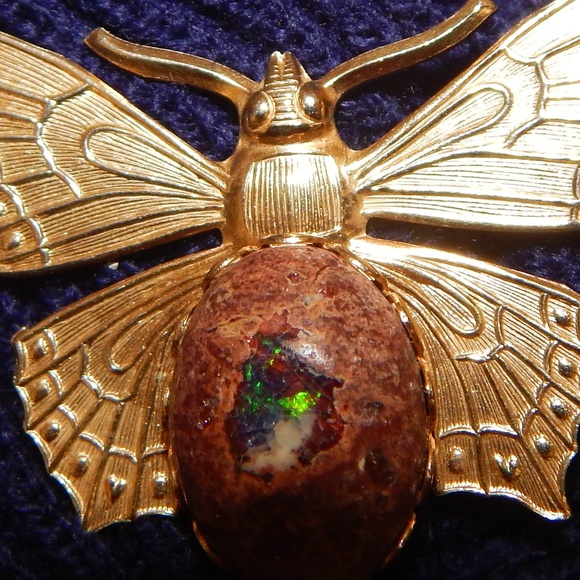 Boulder Opal Butterfly Brooch - Picture 5 of 8